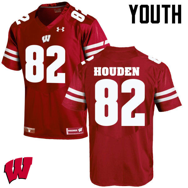Youth Wisconsin Badgers #82 Henry Houden College Football Jerseys-Red - Click Image to Close